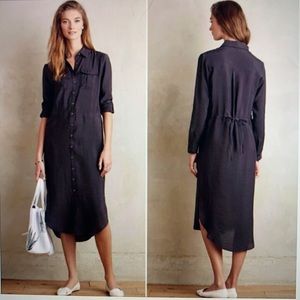 Maeve Anthropologie Grey Button Down Shirt Dress